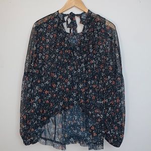 Free People Sheer Floral Top XS